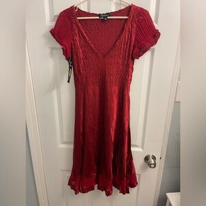 S.L. Fashions Red Pleated Holiday Dress